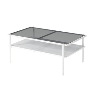 Rectangle Coffee Table With Tempered Glass Top And Legs, Modern Table For Living Room