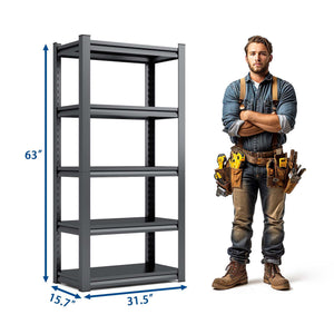 Industrial Heavy Duty Metal Garage Shelving Unit, Adjustable Storage Rack