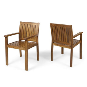 7 Pieces Acacia Wood Outdoor Dining Set – Modern Style