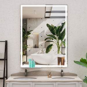 LED Bathroom Vanity Mirror Wall Mounted Adjustable / Warm / Natural Lights Anti-Fog Touch Switch With Memory Modern Smart Large Bathroom Mirrors