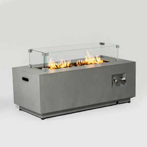 42" Propane Gas Fire Pit Table with Glass Wind Guard