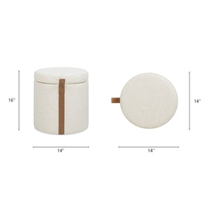 Brandy - Round Upholstered Storage Ottoman With Accent