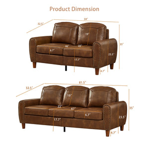 Breathable Faux Leather Sofa For Living Room