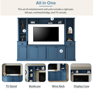 Minimalist Entertainment Wall Unit with Bridge for TVs Up to 75''