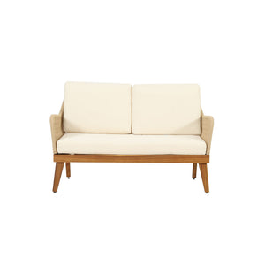 Hueber Outdoor And Rope 4 Seater Chat Set With Cushions - Teak