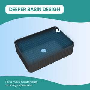 BB17 Integrated Black Ceramic Bathroom Vanity Sink