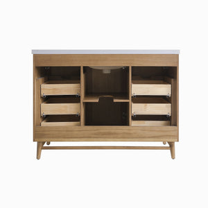 Fully Assembled 48" Freestanding Single Sink Light Coffee Bathroom Vanity