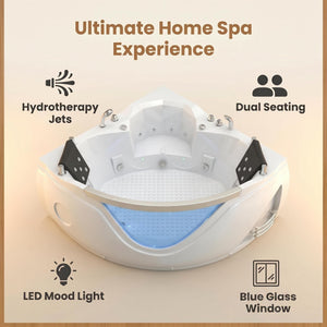 59" Light Luxury Double Corner Whirlpool Bathtub