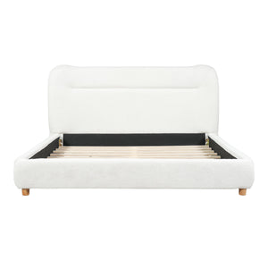 Minimalist Curved Headboard Teddy Bear Plush Bed, Queen