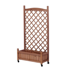 Raised Garden Bed With Trellis 2 Pack, Outdoor Planter Box & Plant Stand With Climbing Racks - Brown