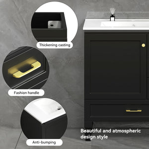 30" Black Bathroom Vanity