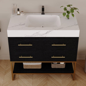 36" Artificial Stone Bathroom Vanity with Ceramic Sink
