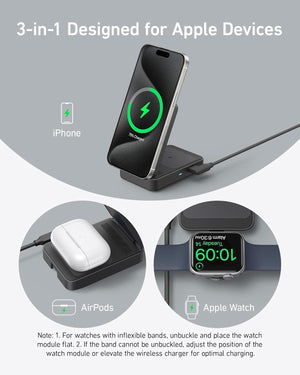 Anker MagGo Wireless Charging Station (Foldable 3-in-1)
