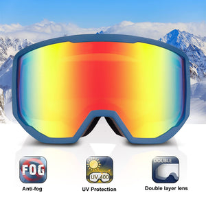 EXP VISION Ski/Snowboard Goggles for Men Women, OTG Snow Goggles Anti Fog UV Protection