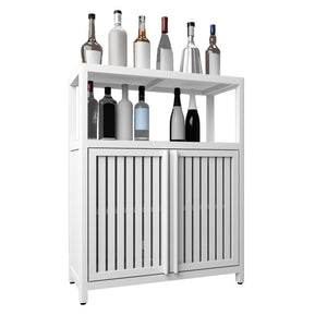 Bamboo Large Capacity Storage Cabinet With Shelves For Bathroom And Living Room - White