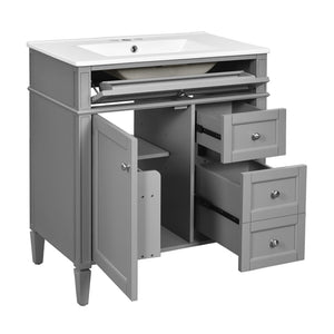 Bathroom Vanity With Top Sink, 2 Drawers & Tip Out Drawer