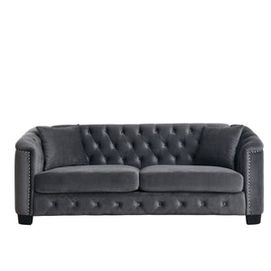 Modern Chesterfield Sofa With Tufted Backrest For Living Room
