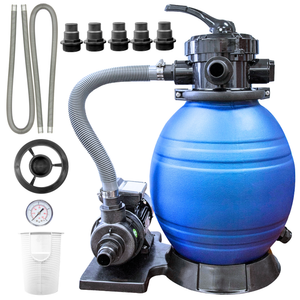 HYDROTOOLS by Swimline 12" Sand Filter Combo w/ Stand, 1900 GPH, 42lb Capacity