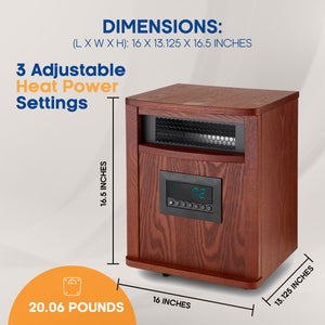 LifeSmart LifePro 6 Element 1500W Infrared Quartz Indoor Space Heater, Brown