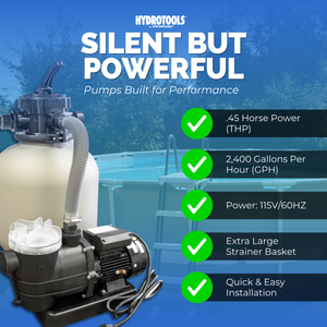 HYDROTOOLS by Swimline 14" Sand Filter Combo w/ Stand, 2400 GPH, 60lb Capacity