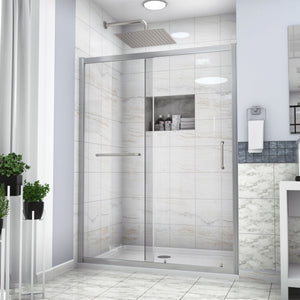 Single Sliding Bypass Shower Door Tempered Glass Enclosure