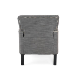 Harrison Tufted Club Chair with Button Tufted Back and Birch Wood Legs