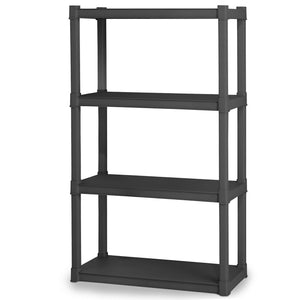 Sterilite Plastic Indoor Outdoor 4 Shelf Durable Shelving Unit, Gray, 2 Pack
