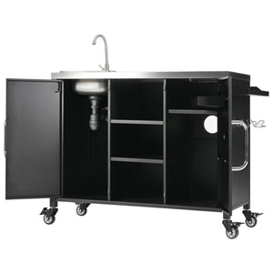 K&K 55.5" Outdoor Kitchen Island with Sink