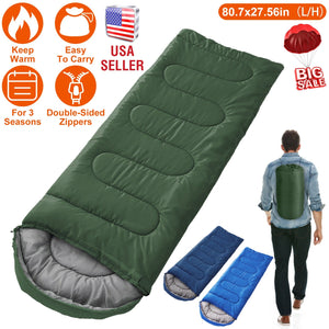 Camping Sleeping Bags for Adults Teens Moisture-Proof Hiking Sleep Bag with Carry Bag 32-50℉ for Spring Autumn Winter Seasons