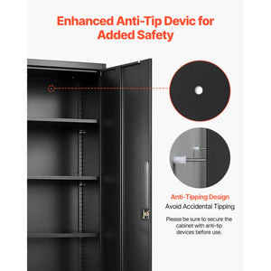Metal Storage Cabinet, 68.9 in Lockable Steel Garage Cabinet