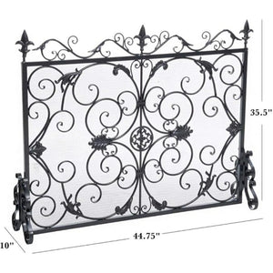 Darcie Wrought Iron Fireplace Screen Ornate Design