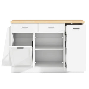 Kitchen Sideboard With Sliding Door Cabinet, 3 Tier Spice Rack
