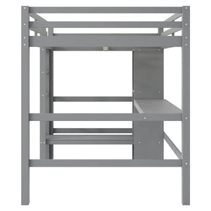 Loft Bed With Built In Desk And Multifunction Shelves