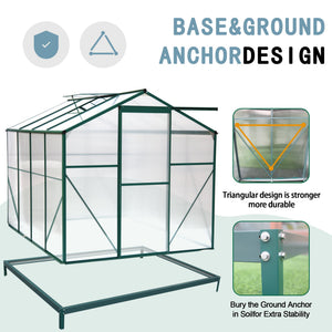 Polycarbonate Greenhouse - 6'x8' Heavy Duty Walk-in Plant Garden Greenhouse