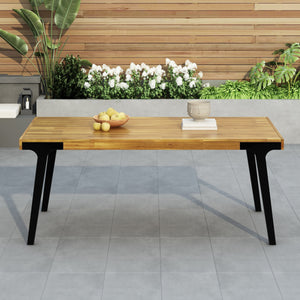 Acacia Wood Patio Dining Table, 69'L Rectangle Outdoor Table