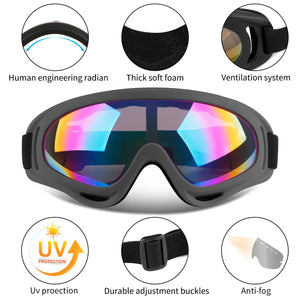 COOLOO Ski Goggles, 2 Pack Snow Goggles Snowboard Goggles for Men Women Kids - UV Protection Foam Anti-Scratch Dustproof