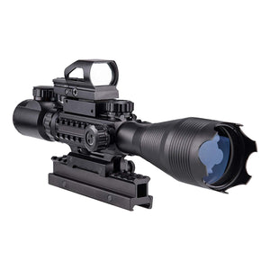 4-in-1 Rifle Scope Combo, 4-16*50mm Rangefinder Scope, Green Laser, Red & Green Dot Sight, 14 Slot Riser - TRAPSKI