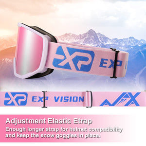 EXP VISION Ski/Snowboard Goggles for Men Women, OTG Snow Goggles Anti Fog UV Protection