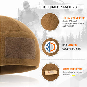 M-Tac Fleece Tactical Watch Cap Beanie With Patch Panel (270 g/m2) - TRAPSKI