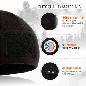 M-Tac Fleece Tactical Watch Cap Beanie With Patch Panel (270 g/m2) - TRAPSKI