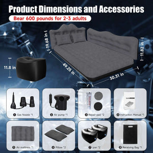 Thicken Backseat SUV/Car/Truck Air Mattress Air Bed Inflatable SUV Truck Mattress -30.31'' Width/Black