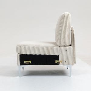 Single Couch Modular Armless Accent Chair With Back Cushion