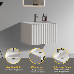 Etna 24" Striped Soft White Bathroom Vanity