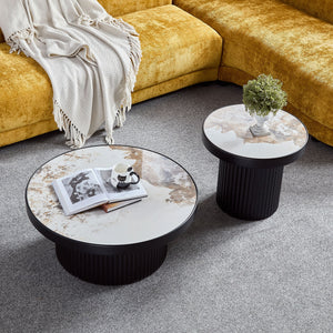 Set of 2 Coffee Tables with Sintered Stone Tabletops