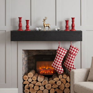 48'' Embossed Fireplace Mante, Wall Mounted Floating Shelf - Black