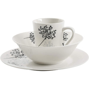 Gibson Netherwood 12 Piece Round Glaze Dinnerware Plates, Bowls, and Mugs, White