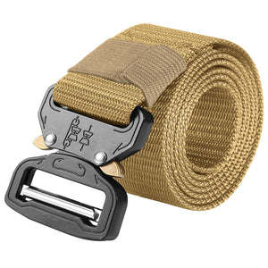 Men Military Belt Adjustable Tactical Belt Combat Waistband w/Metal Buckle Nylon Training Belt