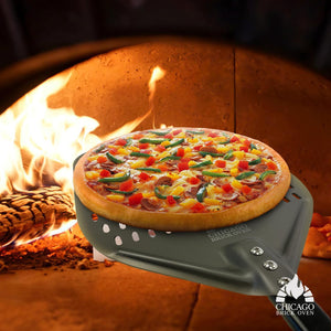 Perforated Pizza Peel - 12"x15" Anodized Aluminum Pizza Steel, 32" Handle, 47" Overall Length