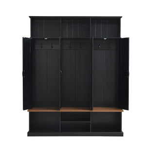 Entryway Hall Tree With Bench, 3 Top Cubbies & Bottom Storage Space