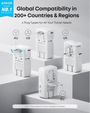Anker Nano Travel Adapter (5-in-1, 20W, 1-Pack) - TRAPSKI